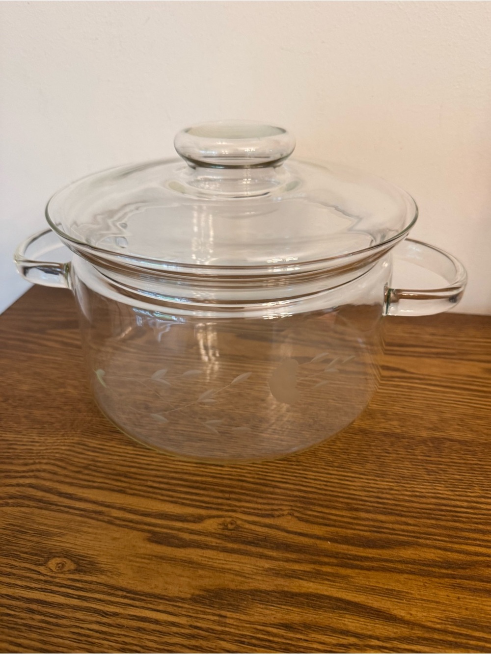 Vintage Princess House Heritage Etched Glass 2 Quart Casserole Pot with Lid